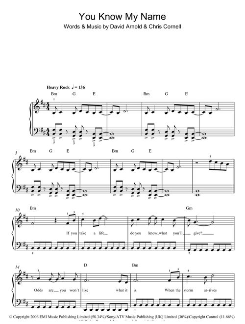 You Know My Name (Theme from James Bond: Casino Royale) - Chris Cornell (Easy Piano)