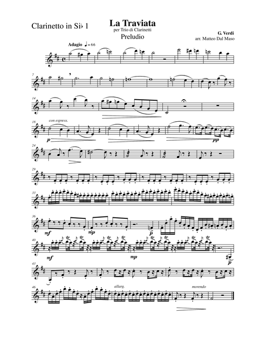 Prelude from LA TRAVIATA - Clarinet Trio (Arr. Matteo Dal Maso) - Giuseppe Verdi (Woodwind Ensemble)