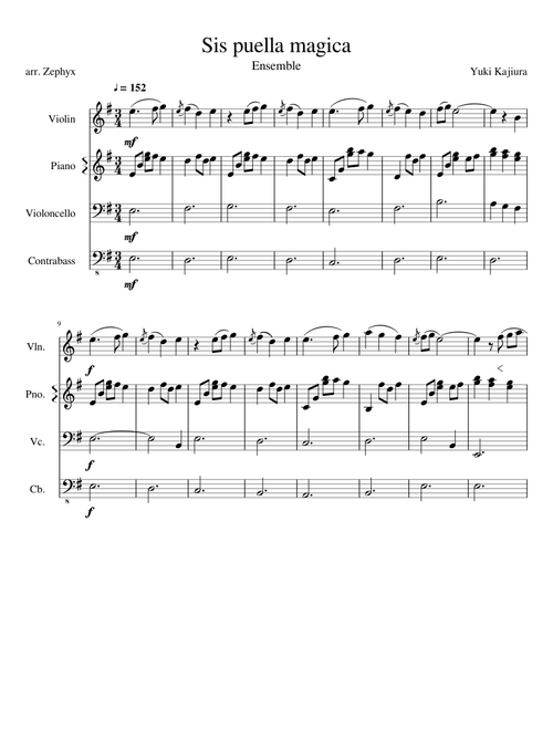 Sis puella magica (Piano, Violin, Cello, Bass)