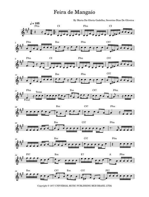 Feira De Mangaio (Arr. Samuel Alcântara) - Severino Dias De Oliveira, Maria Da Gloria Gadelha (Alto Sax Solo)