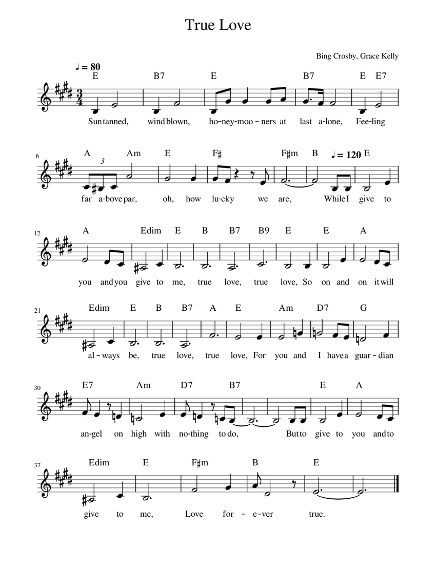 true love sheet music pdf