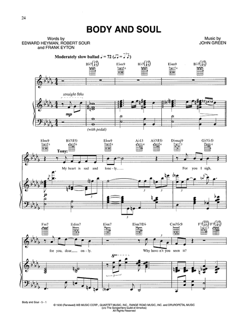 Body And Soul - Tony Bennett & Amy Winehouse (Piano-Vocal-Guitar)