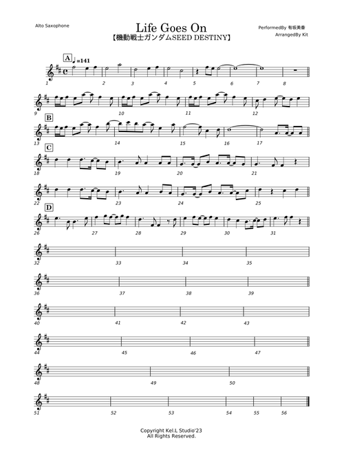 【Preview】Life Goes On / 有阪美香 Shoji Meguro - Seed Destiny OP - AltoSaxo Cover