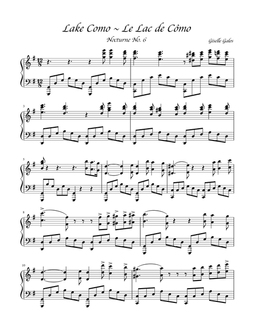 Lake Como Piano Solo ~ Le Lac de Cômo ~ Nocturne No. 6 (Arr. Simply Beautiful Music) - Giselle Galos (Piano Solo)