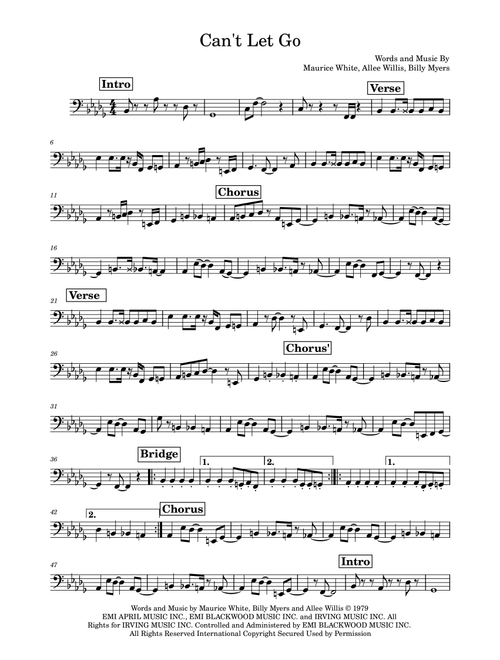 Can't Let Go (Arr. Marcus Gram Jacobsen) - Earth Wind & Fire (Bass Guitar (without TAB))