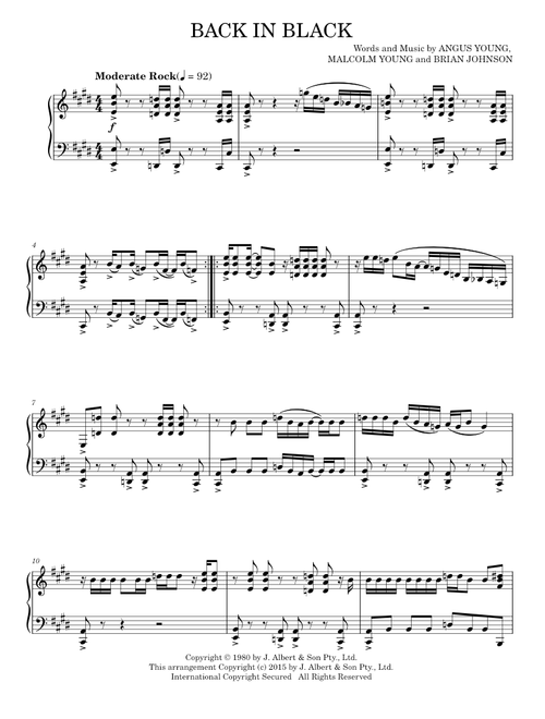 Back in black - AC/DC (Piano Solo)