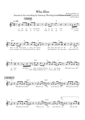 Who Else Who Else – Gateway Worship Sheet Music and Tab with Chords for Guitar ...
