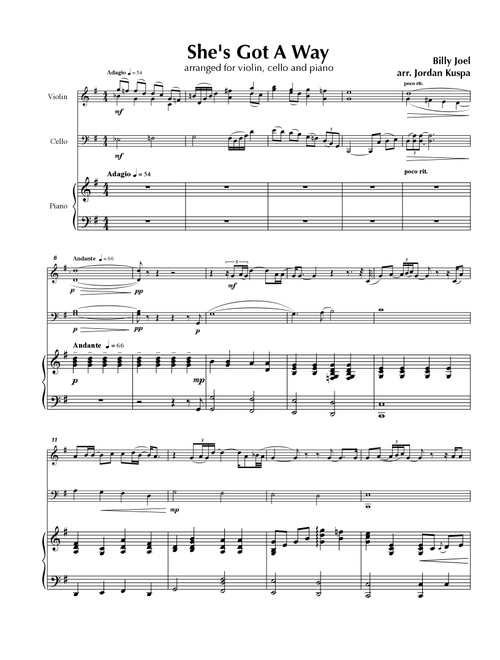 She's Got A Way (Arr. Jordan Kuspa) - Billy Joel (String Ensemble)