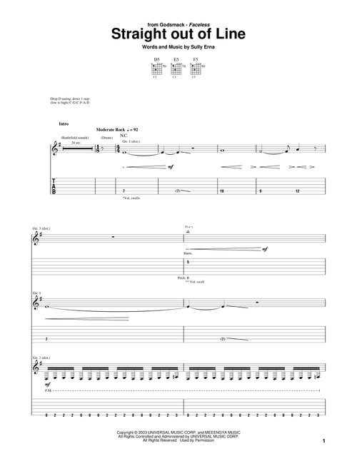 Straight Out Of Line - Godsmack (Guitar Tab)