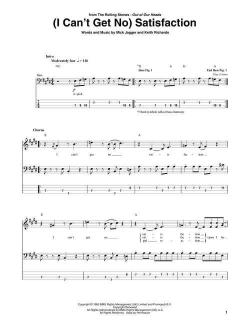 (I Can't Get No) Satisfaction - The Rolling Stones (Bass Tab)