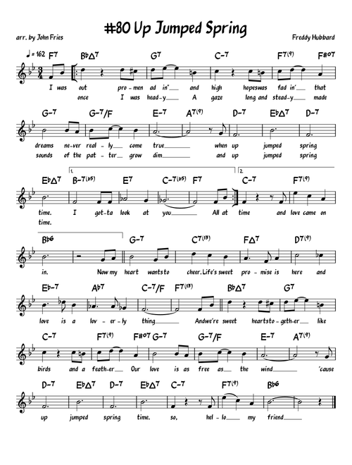 Up Jumped Spring (Arr. John Fries) - Freddie Hubbard (Piano-Vocal-Guitar (Piano Accompaniment))