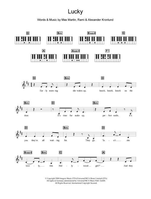 Lucky - Britney Spears (Piano Chords-Lyrics)