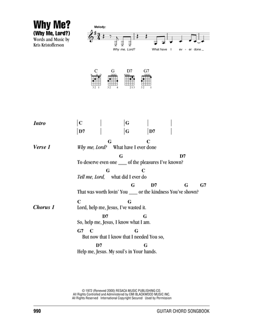 Why Me? (Why Me, Lord?) - Kris Kristofferson, Cristy Lane (Guitar Chords-Lyrics)
