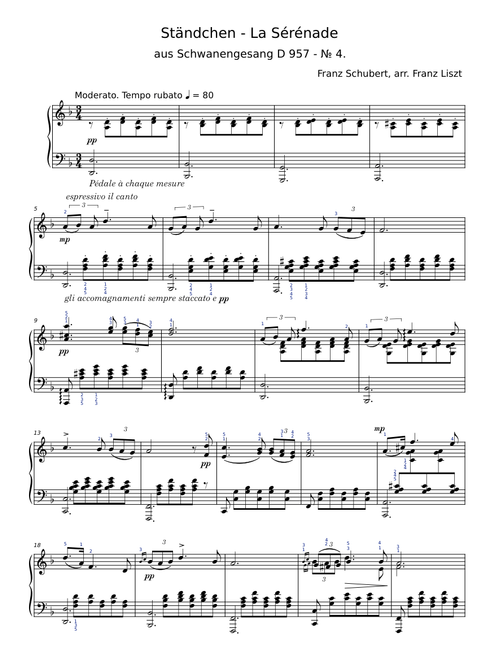 Schwanengesang, No. 4, Ständchen, D 957 – Franz Schubert arr. Franz Liszt