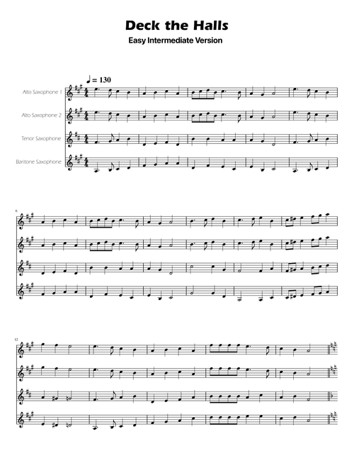 Deck The Halls - Sax Quartet AATB (Arr. Ygor Nunes) - Thomas Oliphant (Woodwind Ensemble)