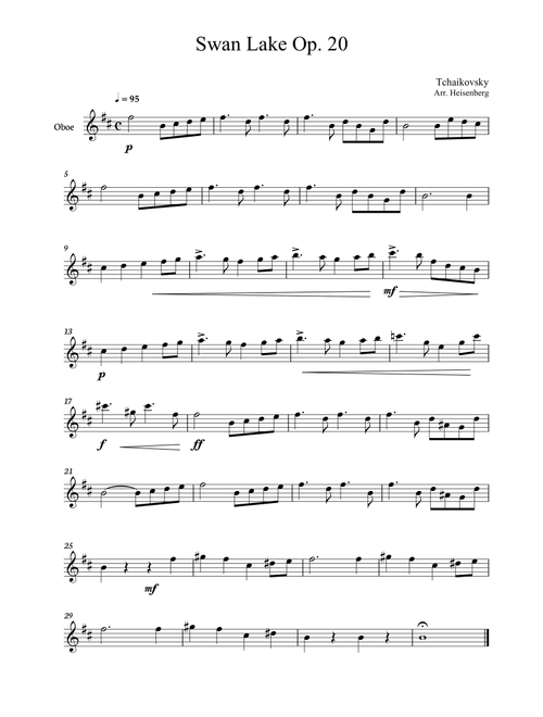 Tchaikovsky Swan Lake for Oboe (Arr. Heisenberg) - Tchaikovsy (Oboe Solo)