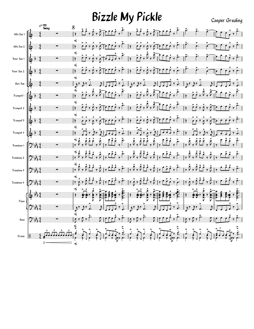 Bizzle My Pickle Sheet music for Piano, Trombone, Saxophone alto