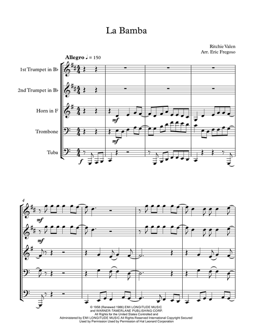 La Bamba (Arr. Eric Fregoso) - Los Lobos (Brass Ensemble)