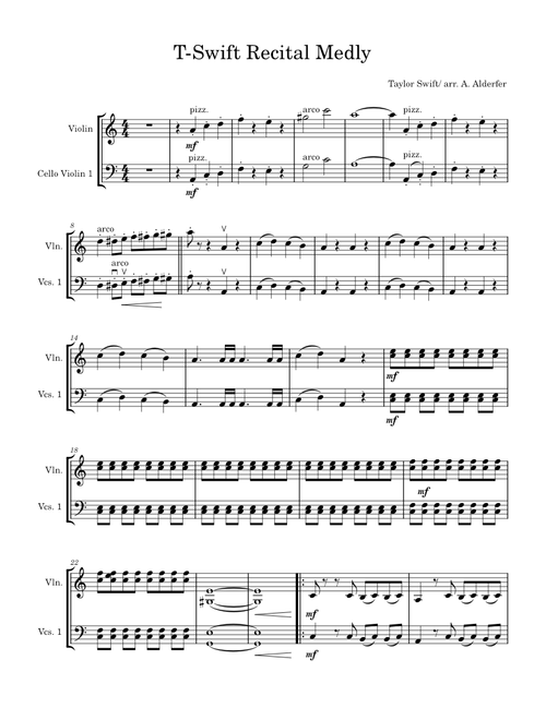 Look What You Made Me Do, Love Story, Wildest Dreams, Anti-Hero (Violin1/Cello1) – Taylor Swift Full Finished Score -TSWIFT Violin1 -Cello 1 - copy