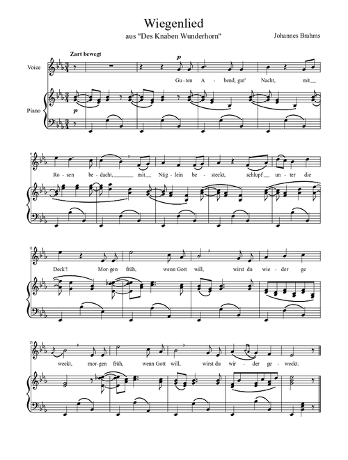 Wiegenlied - Lullaby - Johannes Brahms