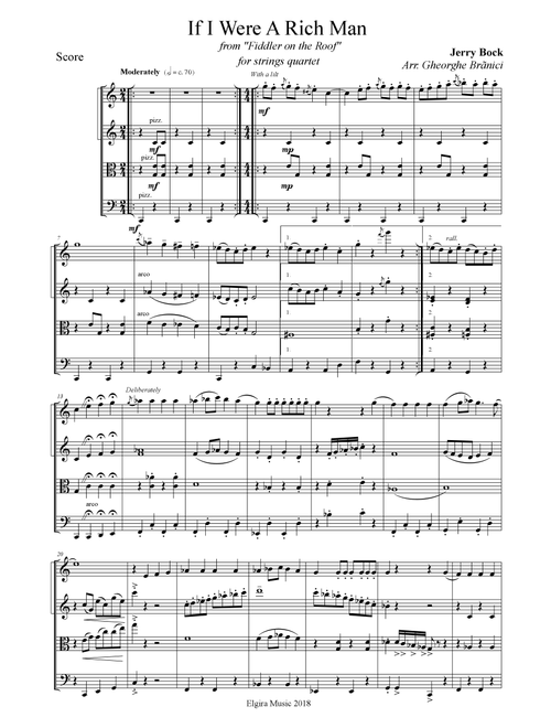 IF WERE A RICH MAN from "Fiddler on the Roof" (Arr. Gheorghe Brănici) - Elgira digital (String Quartet)