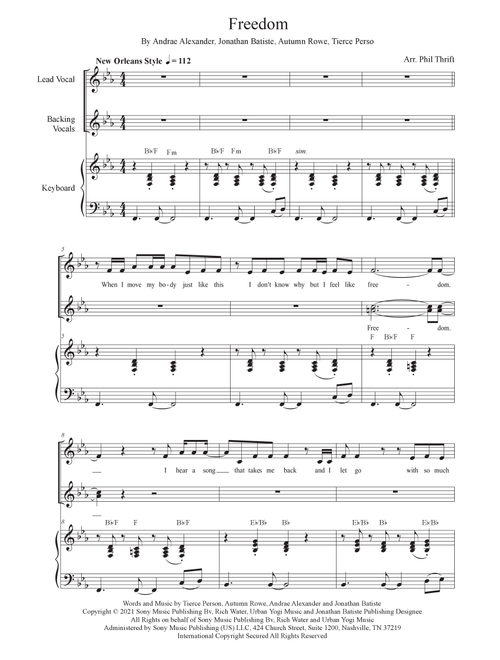 Freedom (Arr. Phil Thrift) - Jon Batiste (Piano Vocal)