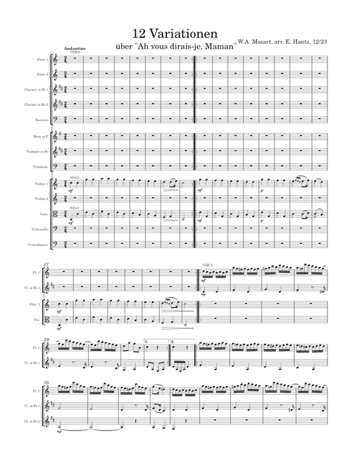 12 Variations on "Ah, vous dirai-je maman", K.265/300e – Wolfgang Amadeus Mozart 12 variations short