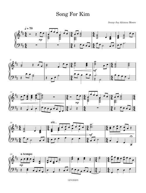 Song For Kim – JennyJoyMoore