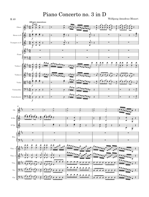 Piano Concerto no. 3 in D K 40 - Wolfgang Amadeus Mozart