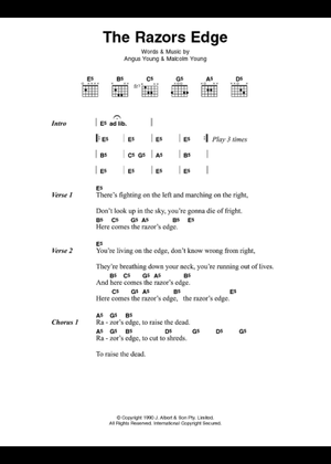 Play Official version of The razors edge Sheet Music by AC/DC for
