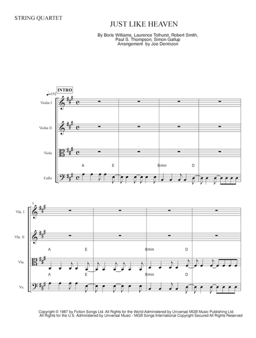 Just Like Heaven (Arr. Joe Deninzon) - The Cure (String Quartet)