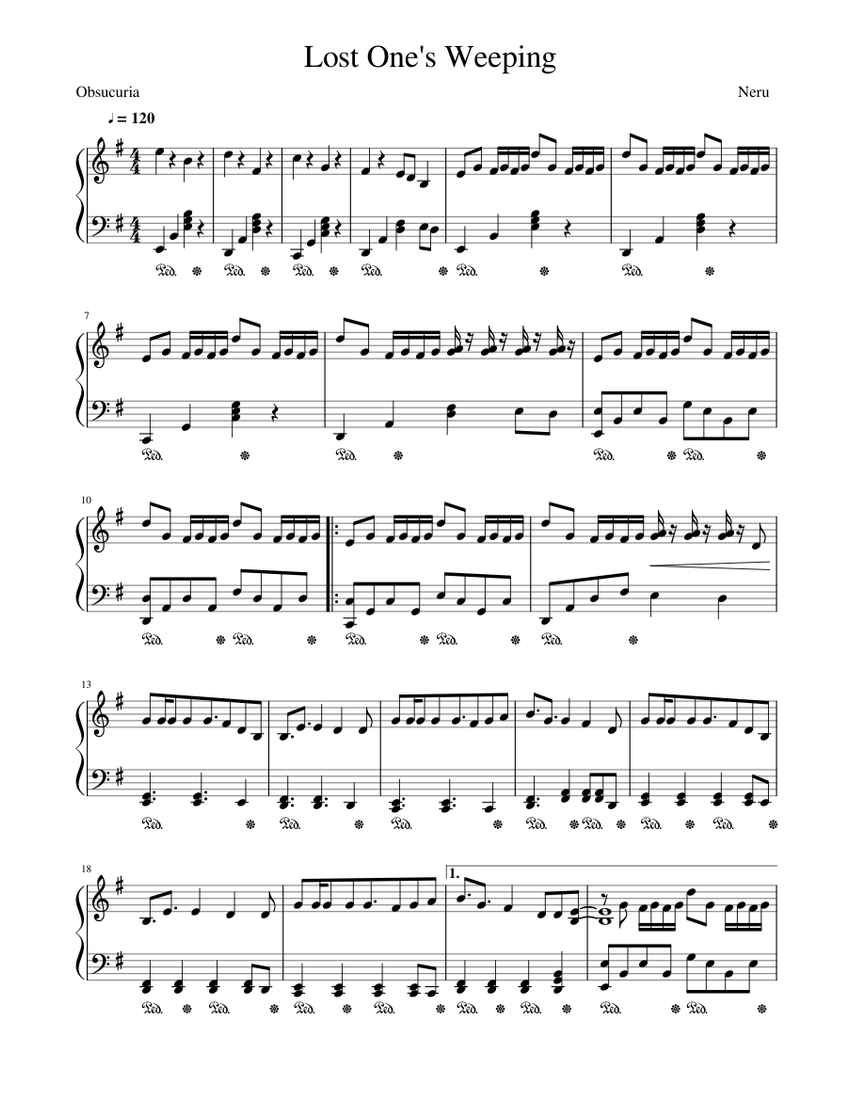 Lost One's Weeping Sheet Music for Piano (Solo) | MuseScore.com