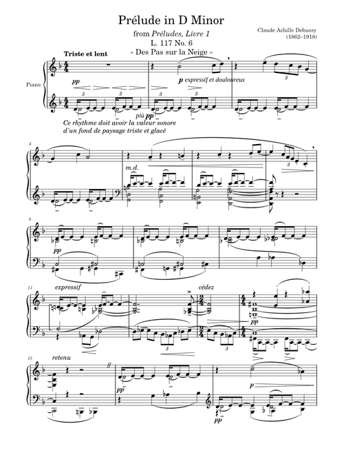 Prélude L. 117 No. 6 in D Minor – Debussy