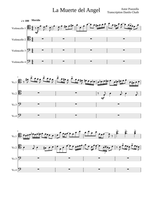 La Muerte del Angel for Cello Ensemble