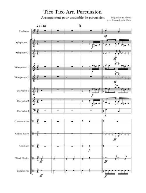 Tico-Tico no Fubá – Zequinha de Abreu Tico Tico Arr. Percussion