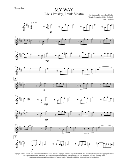 My Way (Arr. Leo Silva) - Elvis Presley (Tenor Sax Solo)