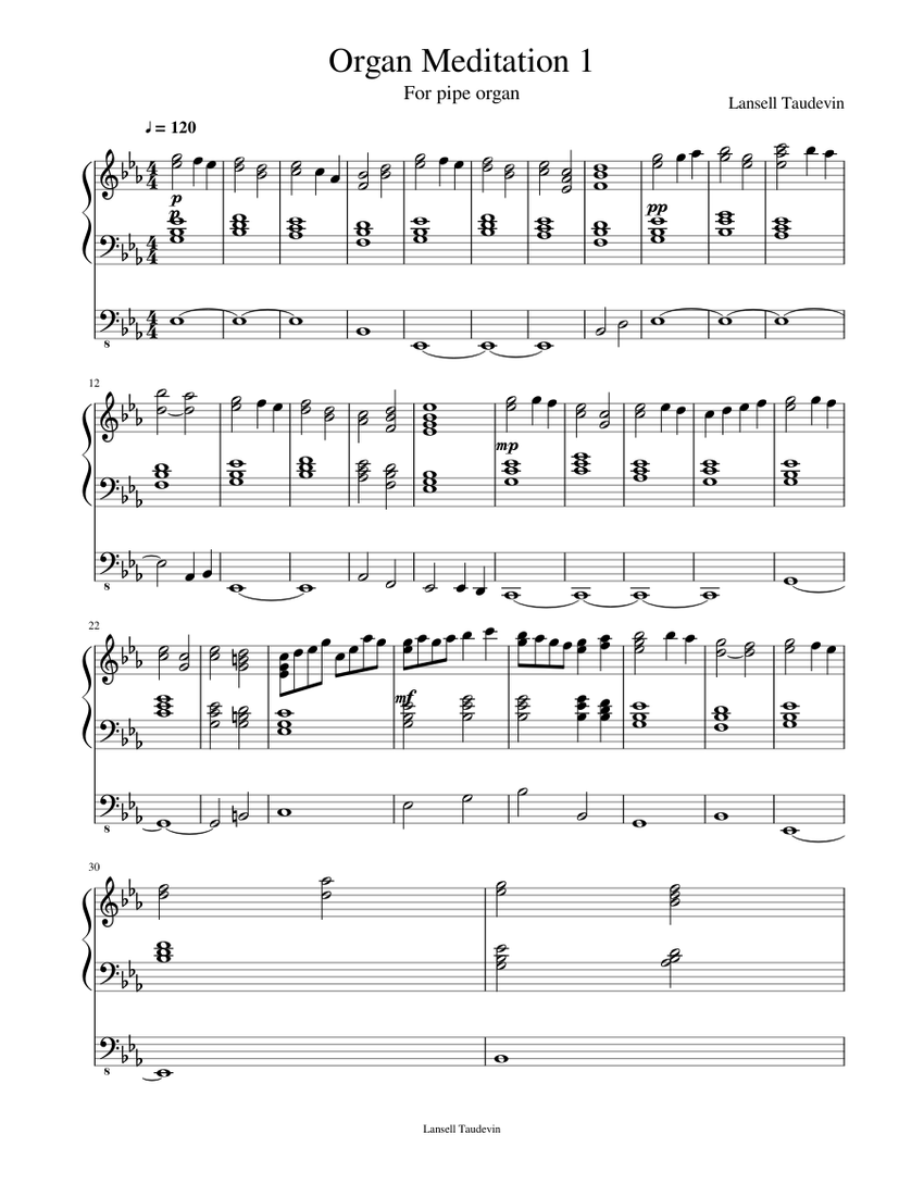 Organ Score Organ Meditation 1 Sheet Music for Organ (Solo) | MuseScore.com
