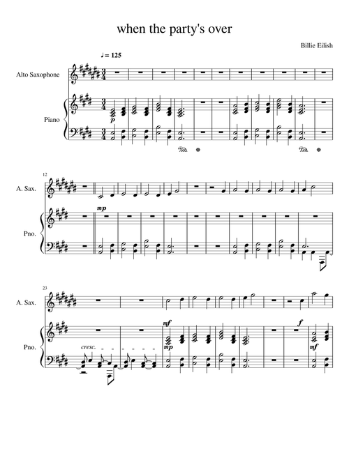 When the party s over Alto Sax