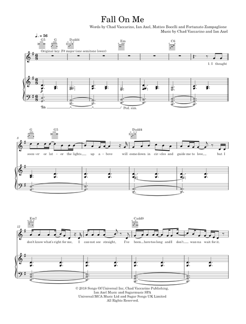 Fall On Me - Andrea and Matteo Bocelli (Piano-Voice)