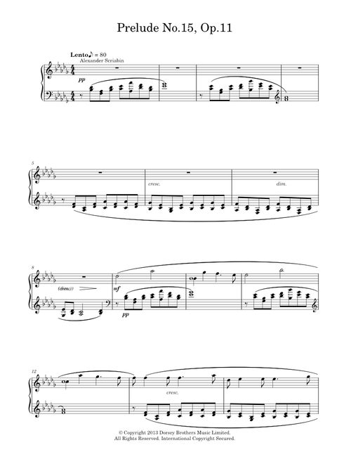 Prelude In D Flat Major No. 15 Op. 11 - Alexander Scriabin (Piano Solo)