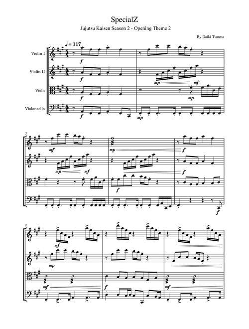 Specialz (Arr. poon) - King Gnu (String Quartet)