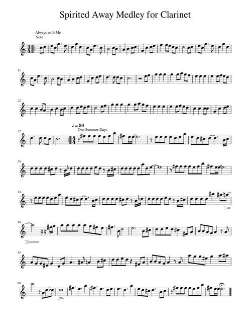 Spirited Away Medley for Clarinet