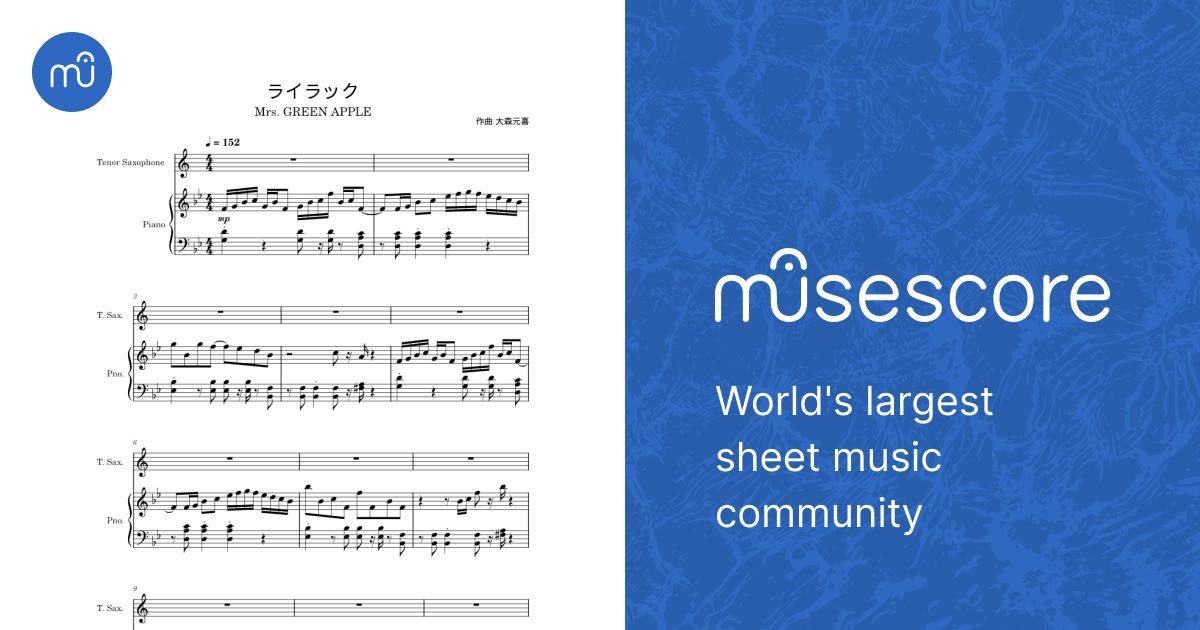 ライラック/Mrs. GREEN APPLE Sheet Music for Piano, Saxophone tenor