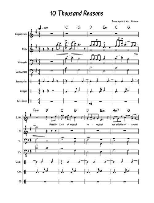 Ten Thousand Reasons - ensemble and lead sheet – hopeahilton