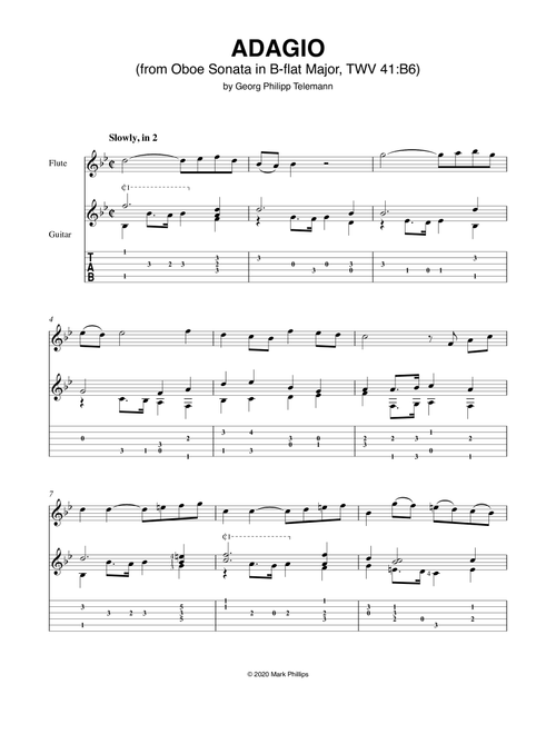 Adagio (from Oboe Sonata in B-flat Major, TWV 41:B6) (Arr. Mark Phillips) - Georg Philipp Telemann (Instrumental Duet)