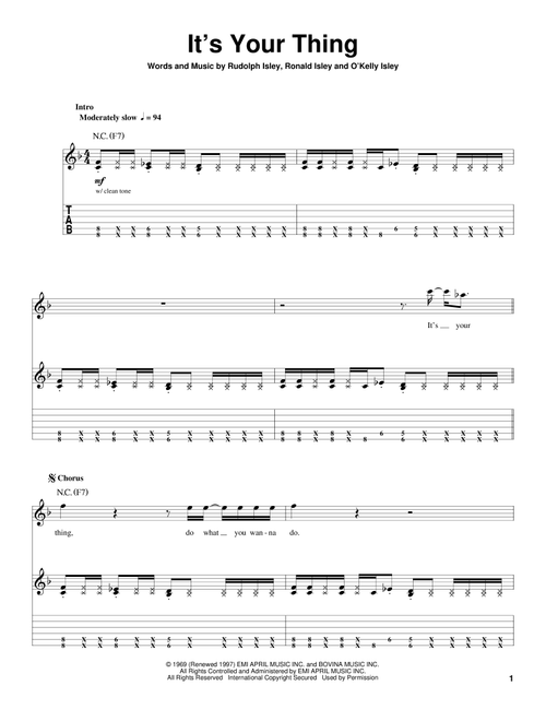 It's Your Thing - The Isley Brothers (Guitar Tab Play-Along)