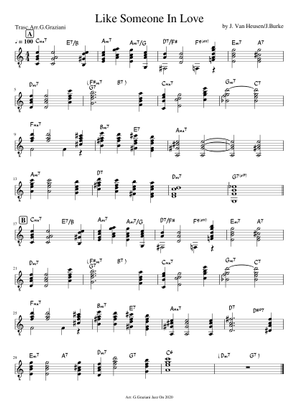 Like Someone In Love in Bb Sheet Music with Chords for Piano