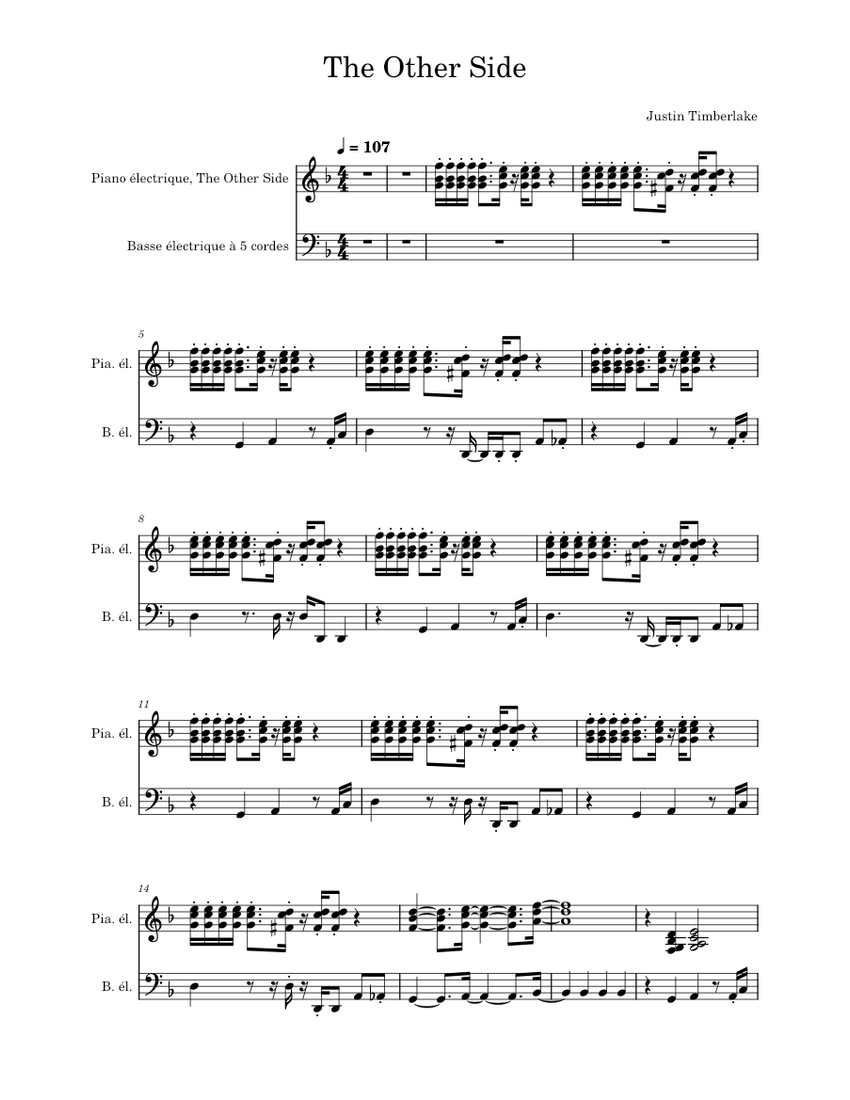 The Other Side – Justin Timberlake The_other_side Sheet Music for Piano ...