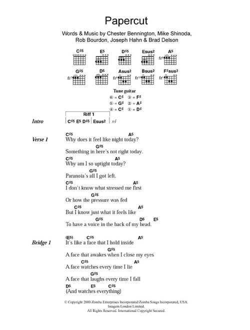 Papercut - Linkin Park (Guitar Chords-Lyrics)