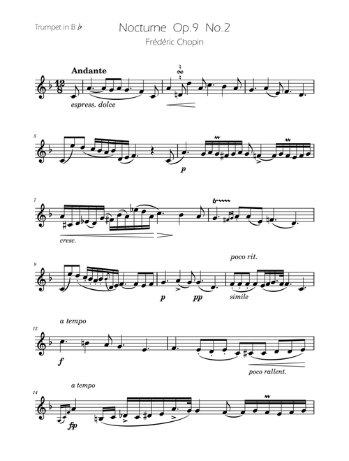 Chopin - Nocturne op.9 No.2 - Trumpet Solo (Arr. Ygor Nunes) - Fédéric Chopin (Trumpet Solo)